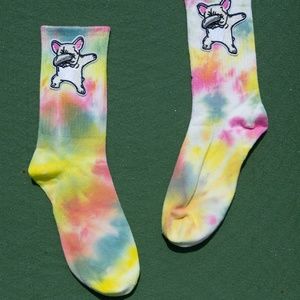 "CANDY" Handmade French Bull Dog Tie Dye Socks
